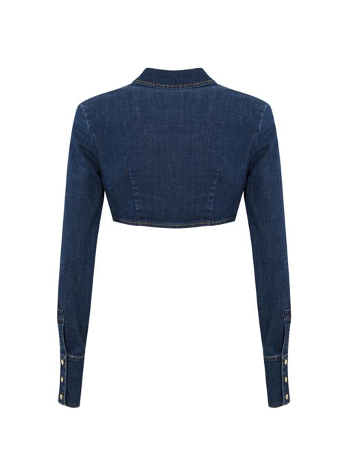 Camicia cropped in denim con dettagli logo in metallo Elisabetta Franchi | CJ34D51E2104